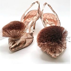 Ted Baker Mikali sling back Pom Pom heels, BRAND NEW